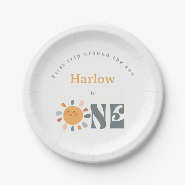 Assiettes En Carton Premier voyage autour du soleil (Devant)