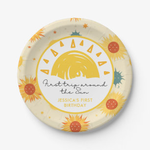 Assiettes En Carton Premier voyage autour du soleil 1er anniversaire