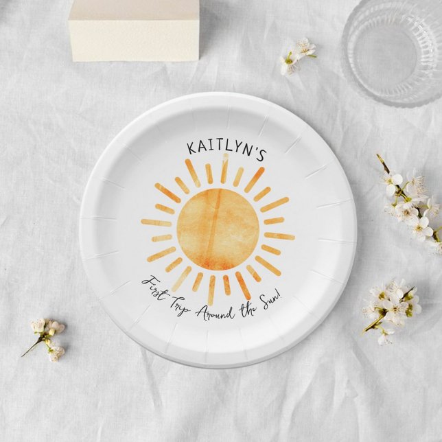 Assiettes En Carton Premier Voyage Autour Du Soleil 1Er Anniversaire (Créateur téléchargé)