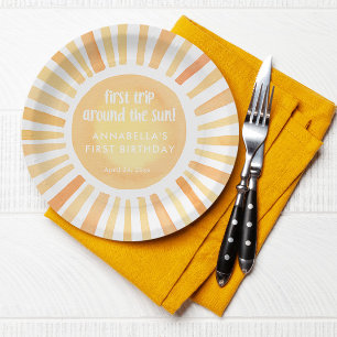 Assiettes En Carton Premier voyage autour du soleil 1er anniversaire f