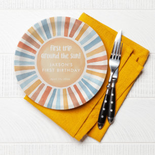 Assiettes En Carton Premier voyage autour du soleil premier anniversai