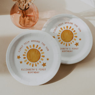 Assiettes En Carton Premier Voyage Autour Du Soleil - Soleil 1Er Anniv