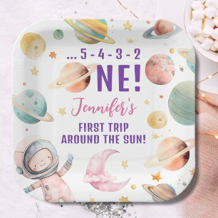 Assiettes En Carton Premier voyage autour du Sun Girl Space 1er annive