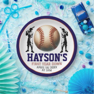 Assiettes En Carton Première année de baseball bas 1ère fête d'anniver