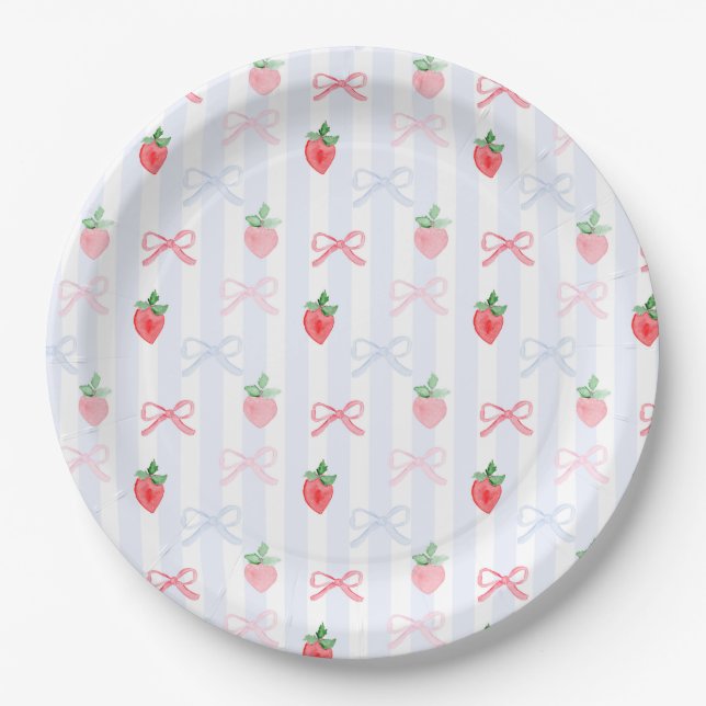 Assiettes En Carton Première aquarelle de Preppy Berry Birthday Strawb (Devant)