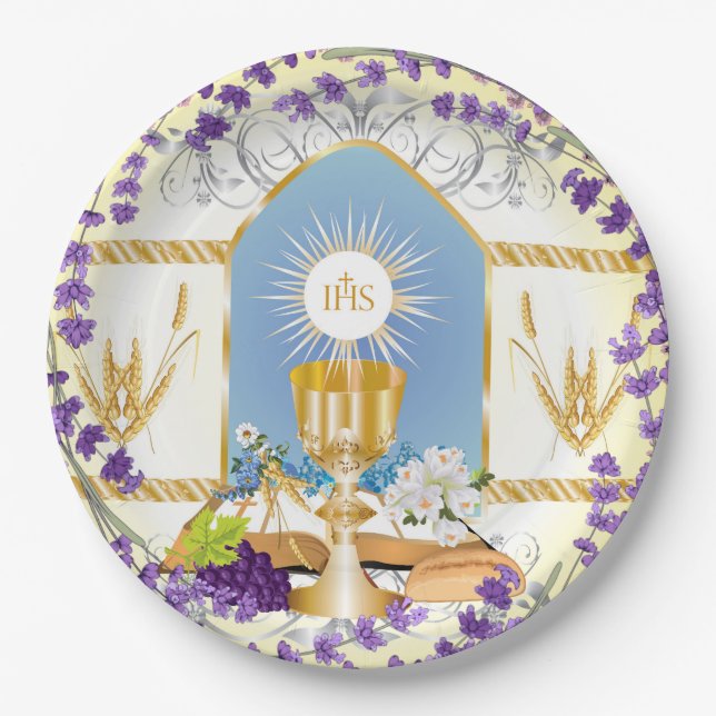 Assiettes En Carton Première communion  (Devant)