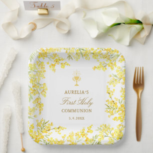 Assiettes En Carton Première communion de Mimosa