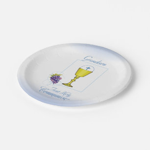Assiettes En Carton Première communion du petit-fils, calice avec host