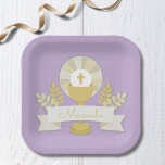 Assiettes En Carton Première communion, Lila première communion<br><div class="desc">Première communion Elegant Lila</div>