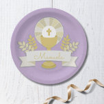 Assiettes En Carton Première communion, Lila première communion<br><div class="desc">Première communion Elegant Lila</div>