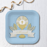 Assiettes En Carton Première communion, première communion bleue<br><div class="desc">Élégante première communion bleue</div>