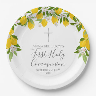 Assiettes En Carton Première communion sous la verdure de citron