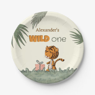 Assiettes En Carton Première fête de la jungle sauvage de tigres