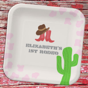 Assiettes En Carton Première fille de rodéo 1er anniversaire