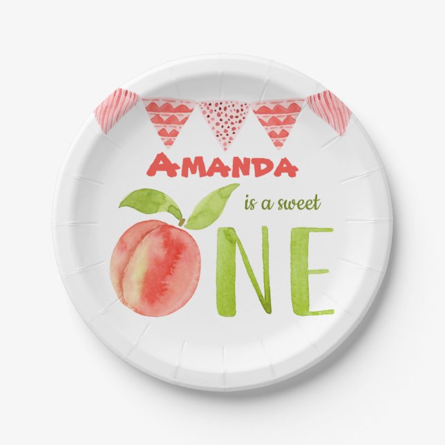 Assiettes En Carton Première pêche à l'aquarelle d'anniversaire  (Devant)