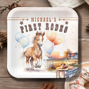 Assiettes En Carton PREMIÈRE RODÉE   Wild West Cowboy 1st Birthday Boy