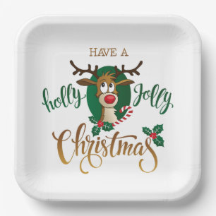 Assiettes En Carton Prenez un Holly Jolly Christmas