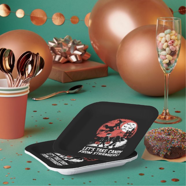 Assiettes En Carton Prenons des bonbons à l'occasion d'Halloween drôle (Multi)