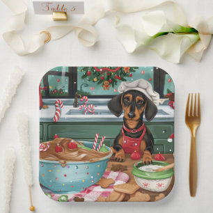 Assiettes En Carton Préparation de fêtes de Noël pour teckel : Pâtisse