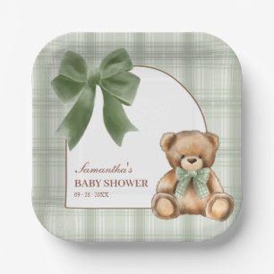 Assiettes En Carton Préparation de l'arrivée de bébé avec un ours en p