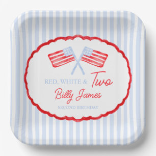 Assiettes En Carton Preppy Boys Red White & Two Patriotic Birthday