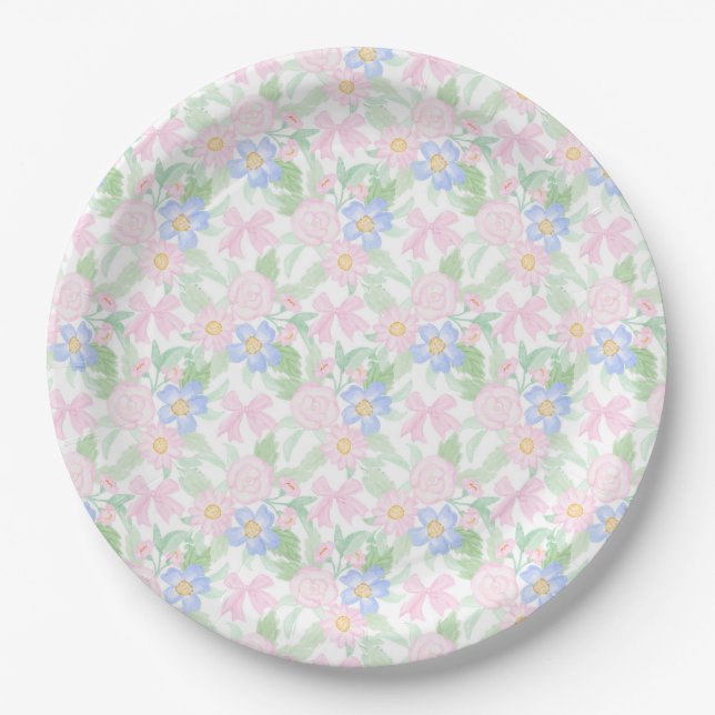 Assiettes En Carton Preppy Grandmillennial Floral (Devant)