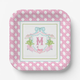 Assiettes En Carton Preppy Palm Beach Monogram Crest