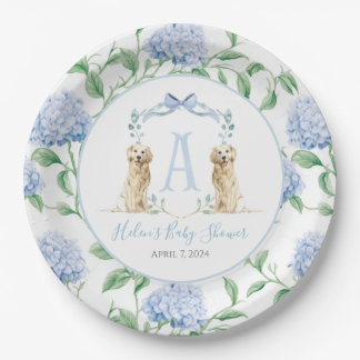 Assiettes En Carton Preppy Southern Blue Boy Baby shower Chien