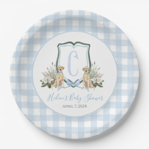 Assiettes En Carton Preppy Southern Blue Boy Baby shower Chien
