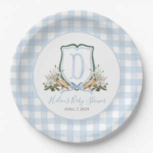 Assiettes En Carton Preppy Southern Blue Boy Pelican Baby shower