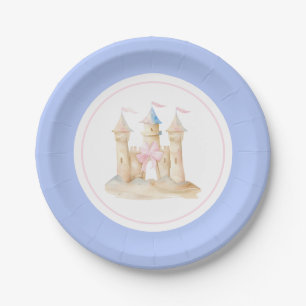 Assiettes En Carton Preppy Watercolor Beach Sand Castle Party