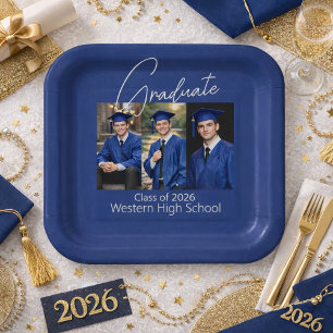 Assiettes En Carton Présentation de photos de fête de fin d'études mod