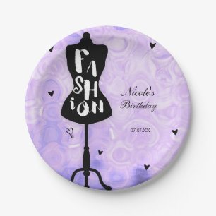 Assiettes En Carton Présentoir Mannequin Vintage Rétro Violet MODE Fêt
