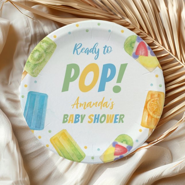 Assiettes En Carton Prêt À Pop Ice Crème Baby shower Été Popsicle (Créateur téléchargé)