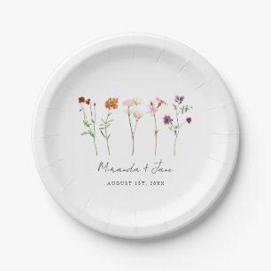 Assiettes En Carton Pride lesbienne Fleur sauvage minimale Mariage flo