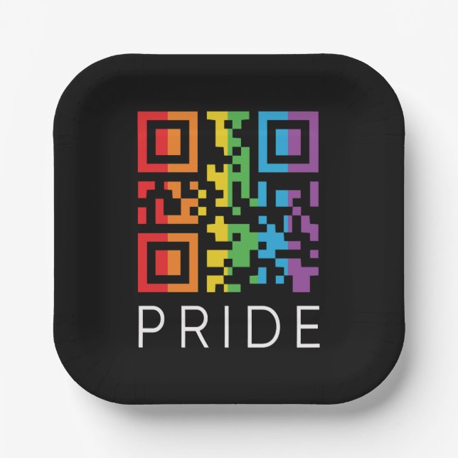 Assiettes En Carton Pride Rainbow QR Code LGBTQIA+ (Recto)