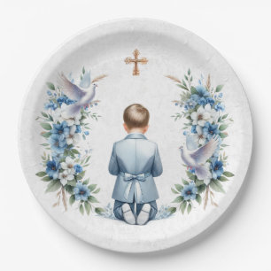 Assiettes En Carton Prier Garçon Sainte Communion