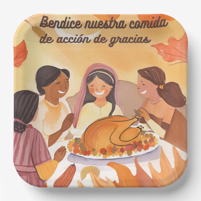 Assiettes En Carton prière d'action de grâce espagnole (Recto)
