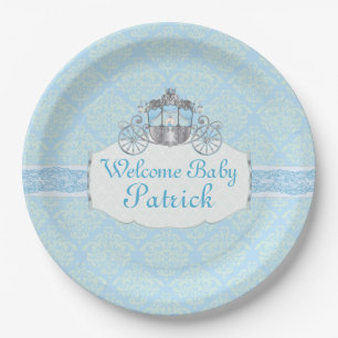 Assiettes En Carton Prince bleu et petit, baby shower, plaques à