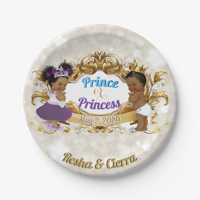 Assiettes En Carton Prince ou Princesse Royale Africaine| Violet & Ble (Devant)