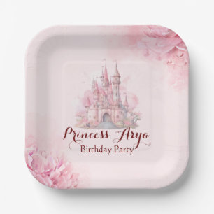 Assiettes En Carton Princess Castle Plaque de papier d'anniversaire