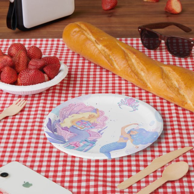 Assiettes En Carton Princess & Mermaid Birthday Invitation Card (Pique-nique)