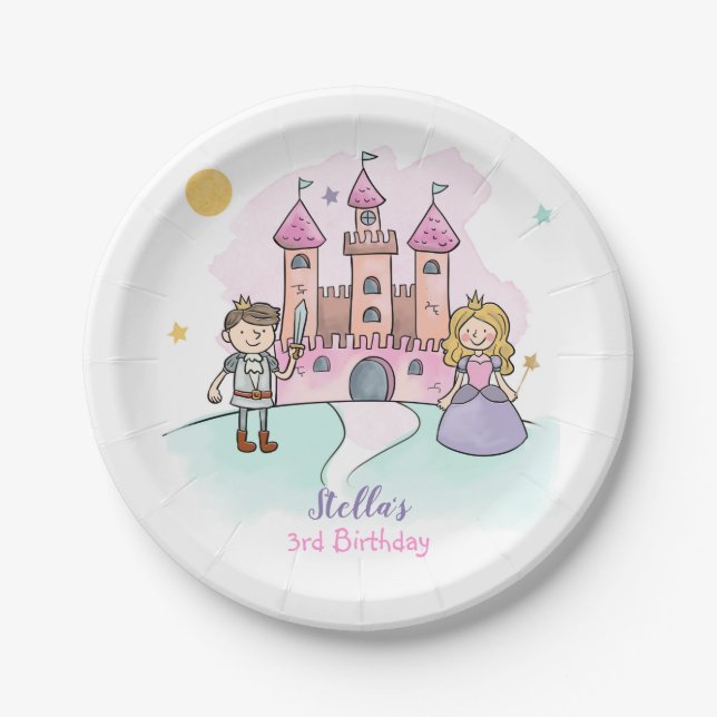 Assiettes En Carton Princess Paper Plates Fille Birthday Fairytale Pin (Devant)