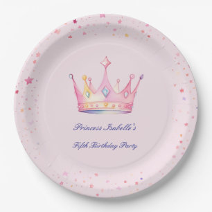 Assiettes En Carton Princesse Crown Pastel Pink Petite fille Anniversa