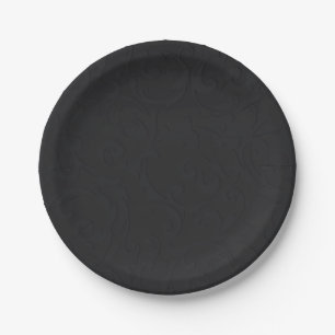 Assiettes En Carton Princesse Damask Noir Élégant Mariage Conte de Fée