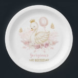 Assiettes En Carton Princesse de cygne blush avec ballons et papillons<br><div class="desc">Ce design féminin présente une jolie princesse de cygne avec ballon,  de magnifiques fleurs rose vif d'aquarelle et deux papillons clignotants</div>