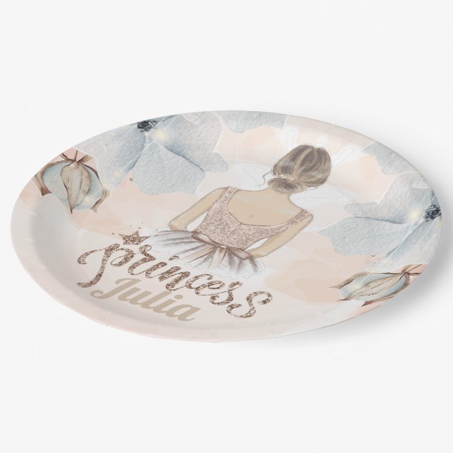 Assiettes En Carton Princesse de luxe Anniversaire parties scintillant (Angle)