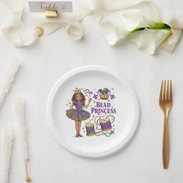 Assiettes En Carton Princesse de Perles - Mardi Gras (Mariage)