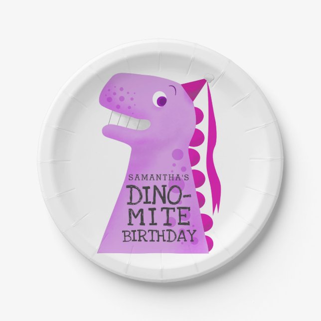 Assiettes En Carton Princesse Dinosaur Filles Anniversaire (Devant)