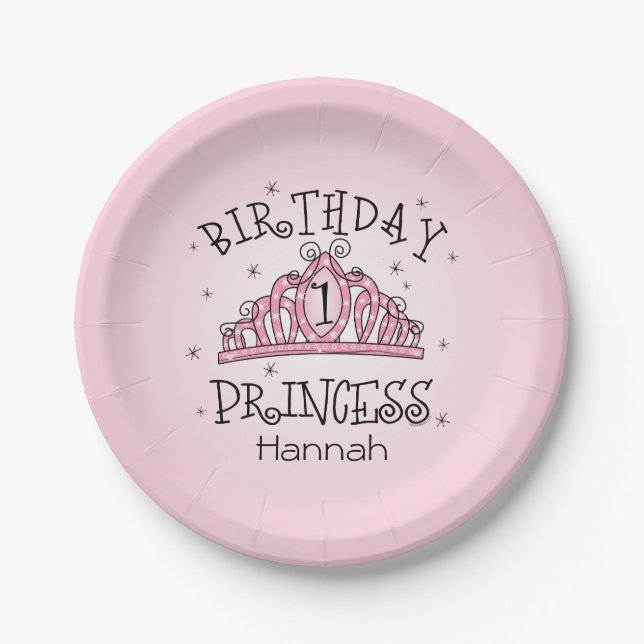 Assiettes En Carton Princesse ęr anniversaire de diadème (Devant)